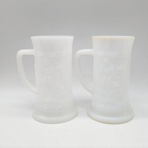 Vintage Milkglass White Tall Glass Mugs
